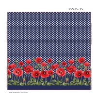 25925-15 ''Poppy Field in Blue'' panel