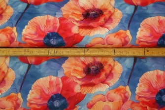 25855-15WV  "Into The Poppy Fields" woven viscose