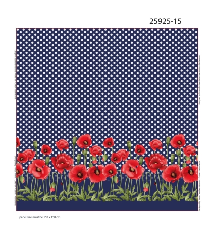 25925-15 ''Poppy Field in Blue'' panel