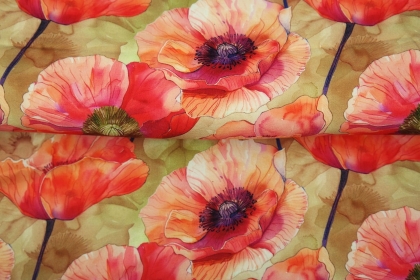 25855-22WV  "Into The Poppy Fields" woven viscose