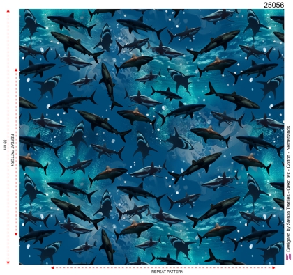 25056 "Sharks Allover'' print