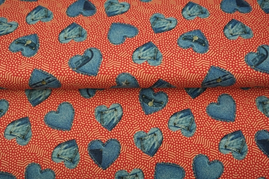 25292-11 ''Jeans Hearts'' print