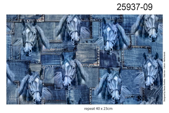 25937-09 ''Denim Horses'' print