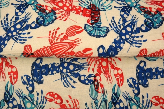 25313-02LI "Mr & Mrs Lobster" printed linen